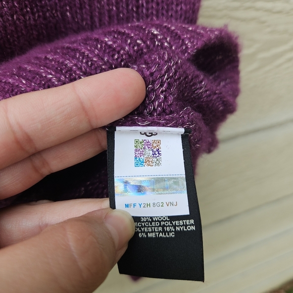 UGG Lylah rollneck sweater purple metallic wool blend oversized small - Picture 4 of 9